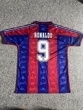 FC Barcelona #9 Ronaldo Kappa 1996 1997 Red Blue Football Shirt Men's Size Large