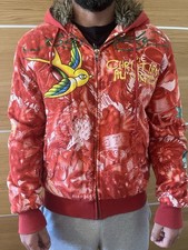 Ed hardy x christian audigier faux fur lined tiger hoodie