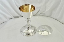 RARE TRAVELLING GEORGE V HM STERLING SILVER SILVER & GILT CHALICE AND PATEN 1926