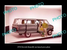 OLD LARGE HISTORIC PHOTO OF 1970 CHEVROLET BEAUVILLE VAN LAUNCH PRESS PHOTO