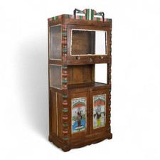 Vintage Indian Cupboard Cabinet With Reverse Glass Paintings