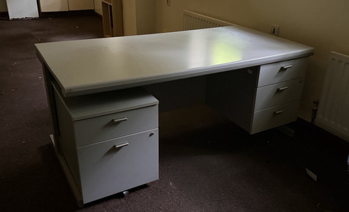 Grey office desk with - grey,