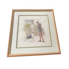 framed watercolor painting  Shepherd & Border Collie