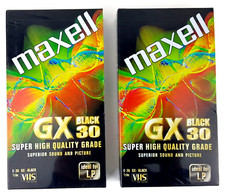 Maxell Super High Grade GX Black VHS EC 30 Video Cassette Tapes 2x - Brand New