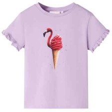 ' T-Shirt Short Sleeves T Shirt  Tee Flamingo Ice  Print Lilac M3F8