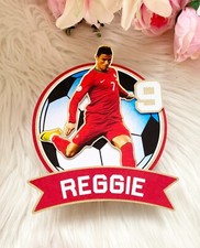 Cristiano Ronaldo  Personalised Name And Age Football Cake Topper Party Decor