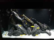 Aquarium Stone Rock Natural Decoration Fish Tank DARK GREY 5kg Ready Set