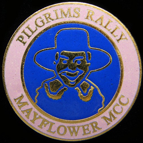 Pilgrims rally pin badge r - pilgrims,