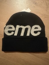 Supreme Black beanie Big Grey