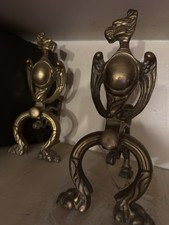 2 Solid Brass Dog Fire Ends