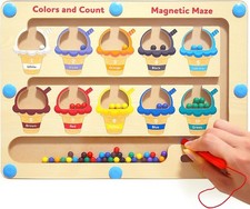 Magnetic Color and Number Maze - Toddler Toys for 3 4 5 Year Old, Wooden Color 