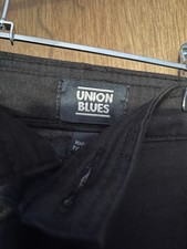 Union Blues Mens Black Jeans, Straight Leg, 48-31, Defective Missing A Button