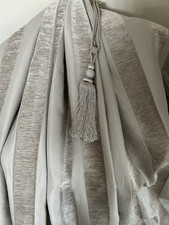FABULOUS HEAVY QUALITY BESPOKE BROCADE TAUPE / MINK TEXTURED CURTAINS