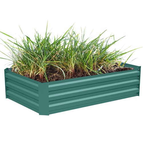 Green metal raised garden - raised, bed