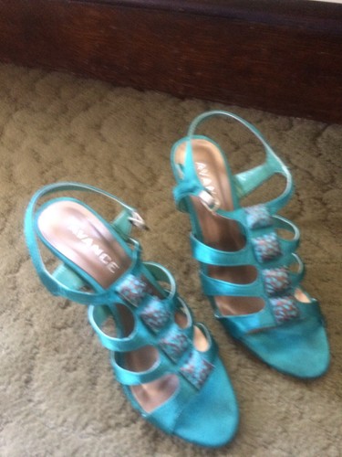 Ladies strappy teal evening