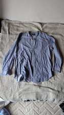 Charles Tyrwitt Mens Shirt  Mandarin Grandad Collar Blue Size XXL Long Sleeve 