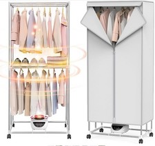 1500W Foldable Heated Clothes Airer with 240 Min Timer, 2-Tier Stainless Steel