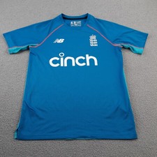England Cricket Shirt Mens Small Blue New Balance Training Jersey Adult S Top