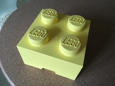 Cream Lego Storage Brick 2x2 Cube 4 Stud Stackable Container Box, Lovely Cond.
