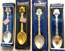 4 x  Silver Plated Souvenir Tea Spoons by Exquisite - Kentish theme - Excellent