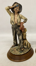 Capodimonte Figurine " Wheat Farmer" Signed Scaggiari Italy On Wood Base