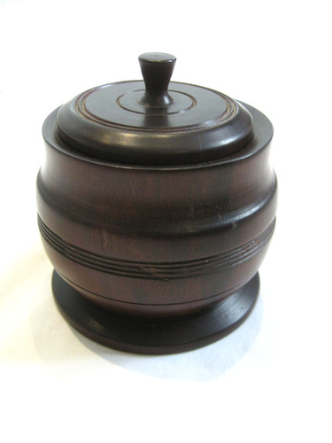 Wooden lidded tobacco - wooden,