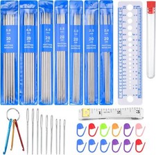 35 Pcs Double Pointed Knitting Needles Set, Short 20cm Metal Double Ended for -