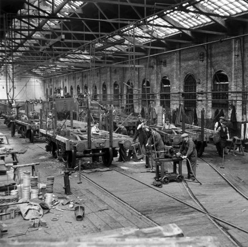 Old train photo workers - old,