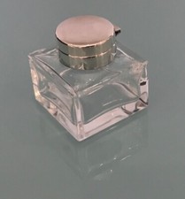 Sterling Silver Capped Glass Inkwell with Birmingham Hallmark