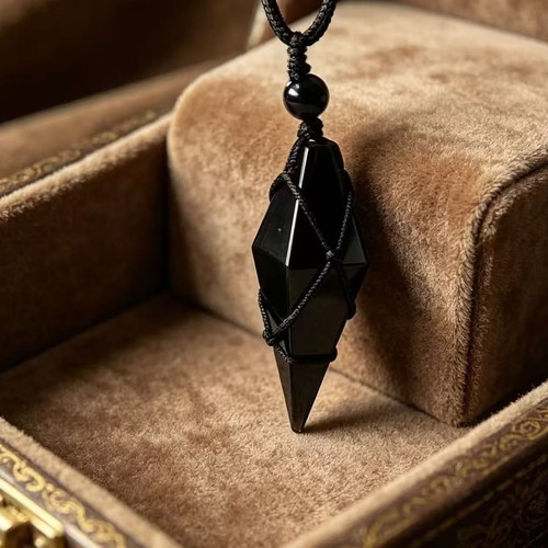 Natural black obsidian - black,