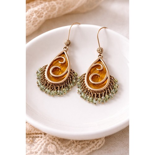 Monet teardrop amber gold tone - teardrop,