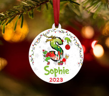 Personalised Christmas Bauble Tree Ornament Xmas Gift Baby Girl Boy Monogram