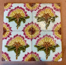 Antique Majolica Tiles x4 