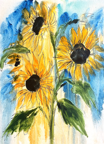 Sunflower original painting - sunflower,