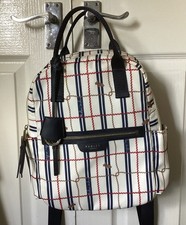 BNWT, RADLEY LONDON FINSBURY PARK ROPE CHECK MEDIUM ZIPTOP BACKPACK. + purse 