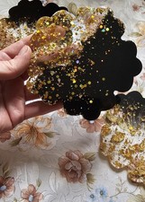 2 x Agate geode style black &