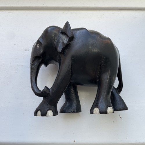 Black wooden elephant figurine - wooden,