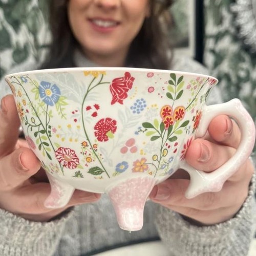 Pink floral three feet - pink, cup