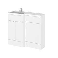 Hudson Reed Vanity Basin Toilet WC Set Unit 2 Door Left Hand Gloss White 1000mm