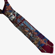 Vintage 90s Tango By Max Raab Merry Go Round Horse Print Silk Tie, Circus 80s