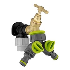 garden standpipe-watering tap,20mm mdpe back/wall plate+brass tap+tap splitter
