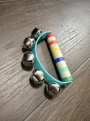 Wooden handheld jingle bell - wooden,