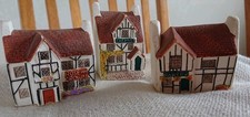 Three Small Pottery Ornamental Buildings.. Chemist... Bakery... Public House