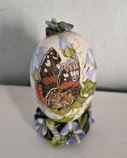 Beautifully Hand Painted & Decorated Duck? Egg Depicting Red Admiral Butterfly 