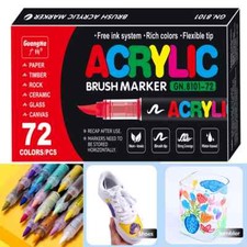 Acrylic Paint Markers Brush Pens Rock Fabric Wood Glass DIY Card Making Art