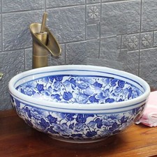 Vintage Floral Pattern Bathroom Ceramic Counter Top Wash Basin Sink Bowl Kasbah 