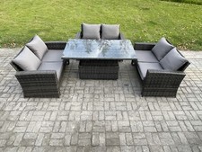 Fimous Rattan Outdoor Garden Furniture with Love Sofa Rising Dining Table Sets
