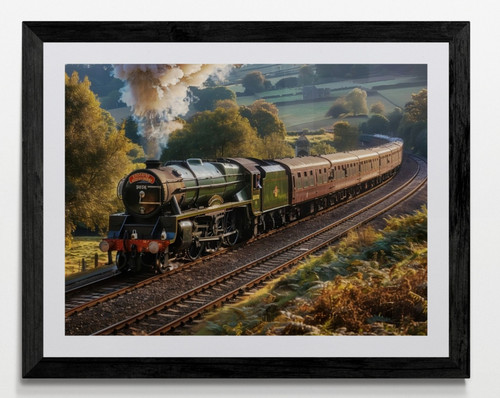 Steam train framed canvas - framed,