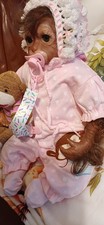 16 " Baby Monkey Doll . Clothes. Nappies. New Jungle Blanket.