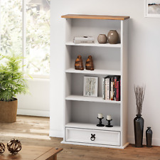 Corona DVD Rack White Wax Bookcase 1 Drawer Solid Pine by Mercers Furniture®